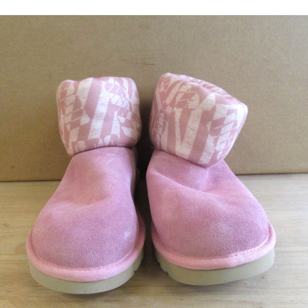 UGG Classic Mini Jersey Stripe Blush Boots - Size 7